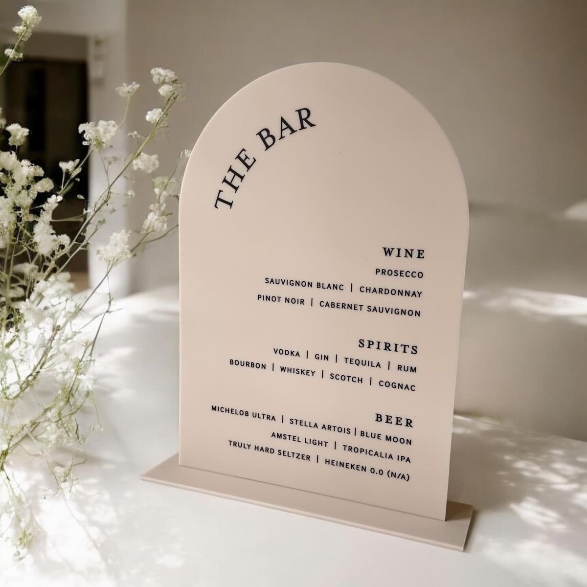 Acrylic Table Menu