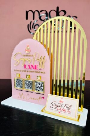 Double Arched Business Logo+QR & Card Holder